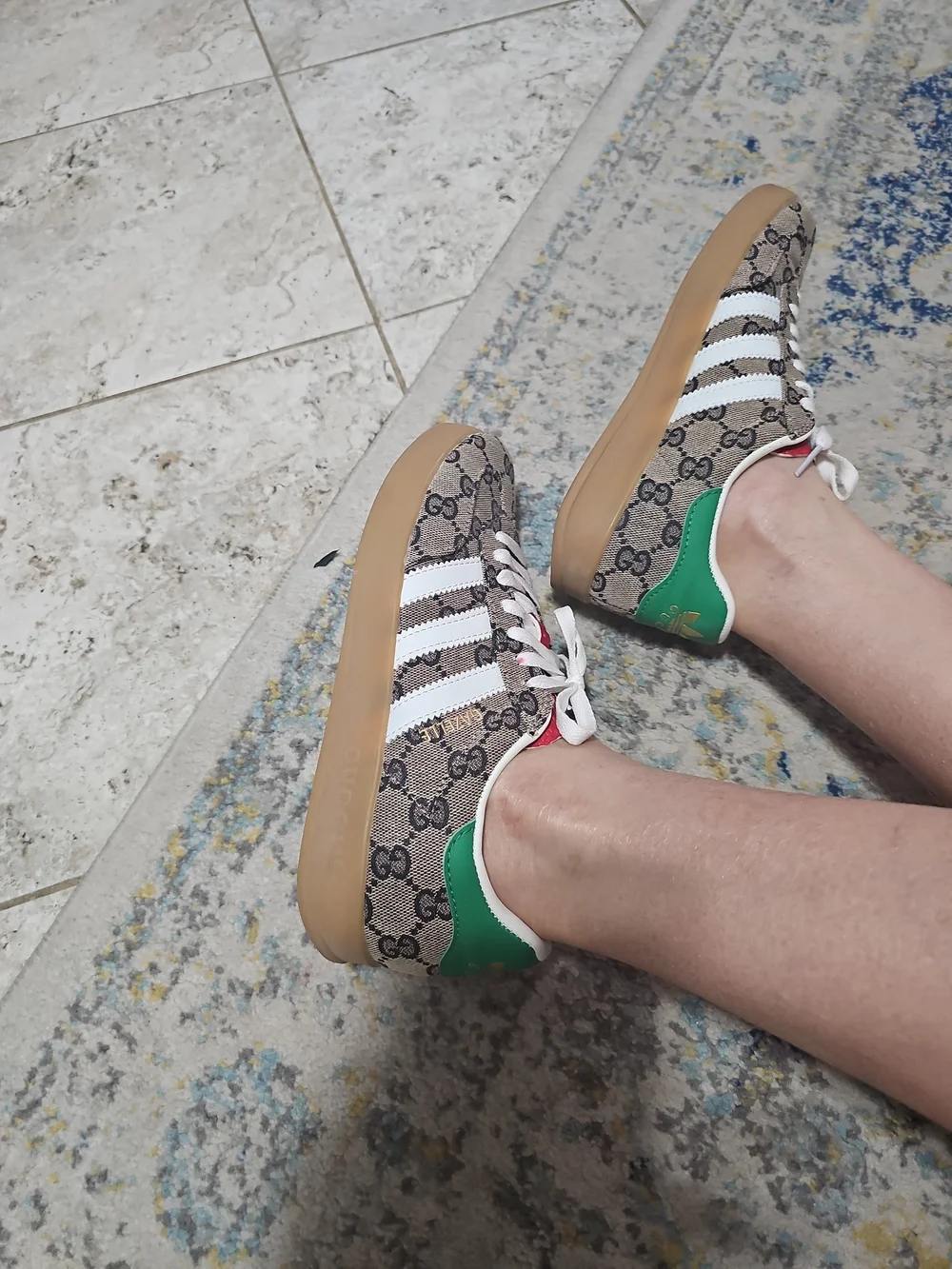 adidas x Gucci Gazelle Beige GG Monogram Size 7 - Picture 4 of 15